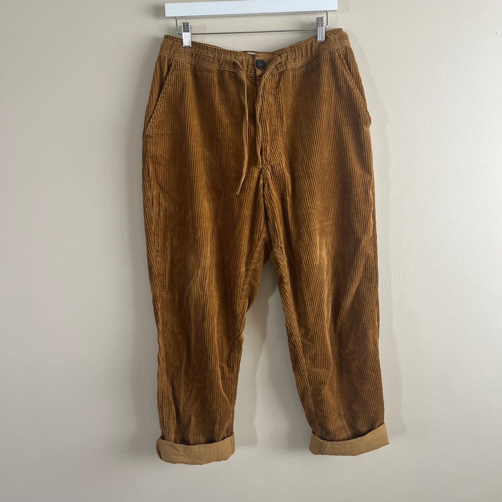 Wax London Kurt Corduroy Trousers Tan Wide Wale Drawstring 32